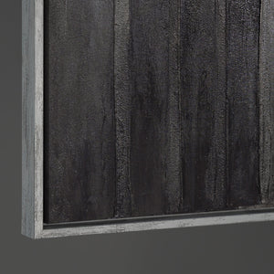 Cuadro abstracto enmarcado “Paisajes urbanos” – Pintura acrílica moderna en gris y negro