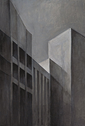 Cuadro abstracto enmarcado “Paisajes urbanos” – Pintura acrílica moderna en gris y negro