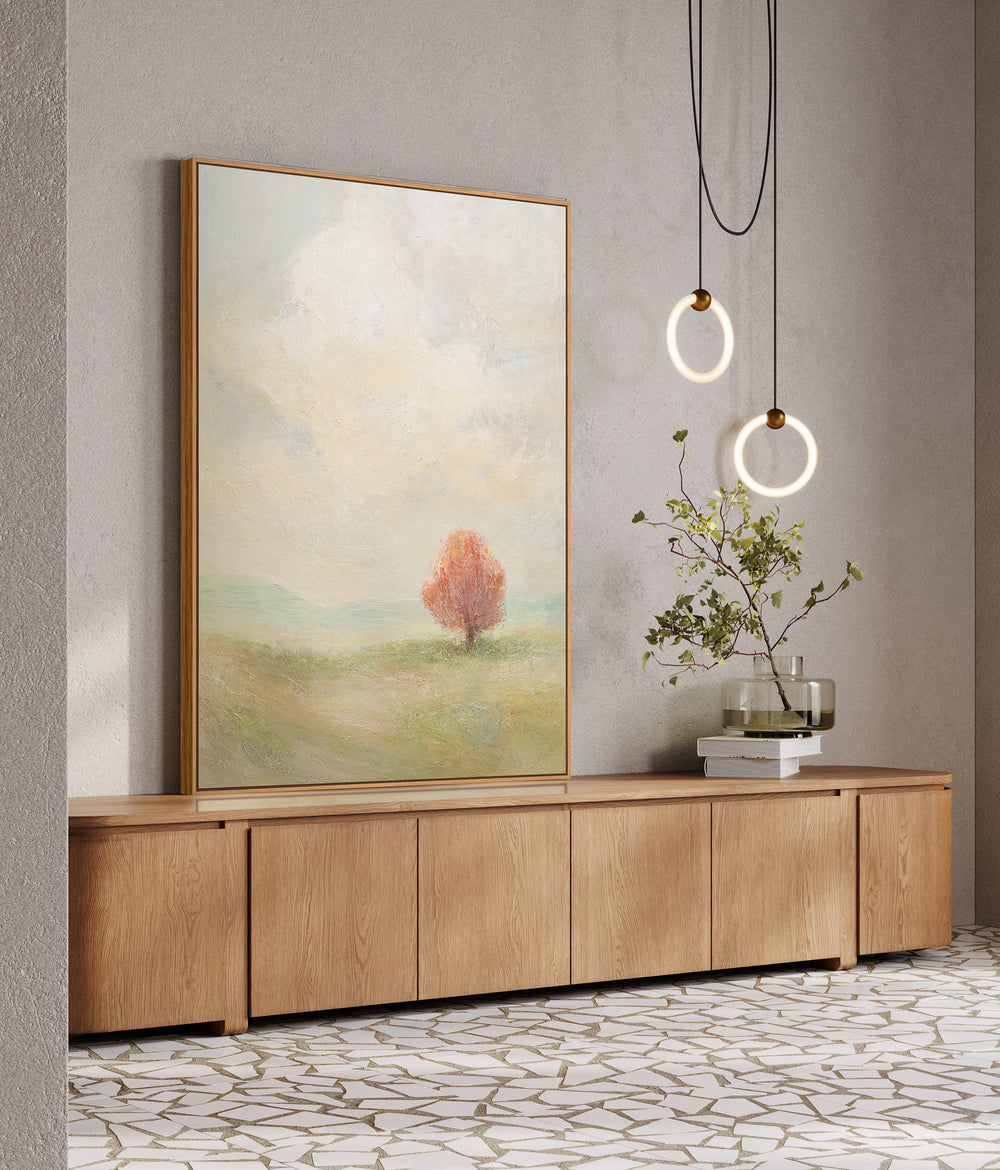 Lienzo pintado a mano «Expansión Cálida» – Arte abstracto moderno con marco