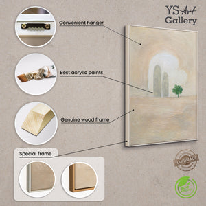 Abstraktes Acrylmalerei mit Rahmen „Grüner Akzent“ – Minimalistische Wandkunst auf Leinwand