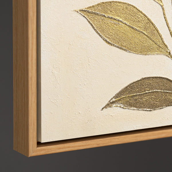 Decoración mural moderna «Susurro de las hojas» – pintura de naturaleza sobre lienzo con marco