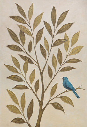 Decoración mural moderna «Susurro de las hojas» – pintura de naturaleza sobre lienzo con marco