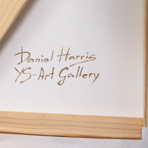 Cuadro acrílico pintado a mano con marco "El Susurro del Tiempo" – Arte abstracto estructural