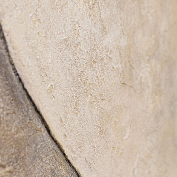 Cuadros enmarcados pintados a mano – Decoración de pared moderna en beige «Dueto de Semicírculos»