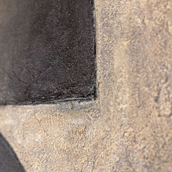 Cuadros enmarcados pintados a mano – Decoración de pared moderna en beige «Dueto de Semicírculos»