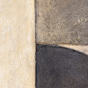 Cuadros enmarcados pintados a mano – Decoración de pared moderna en beige «Dueto de Semicírculos»