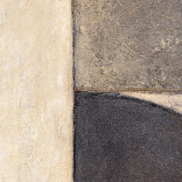 Cuadros enmarcados pintados a mano – Decoración de pared moderna en beige «Dueto de Semicírculos»