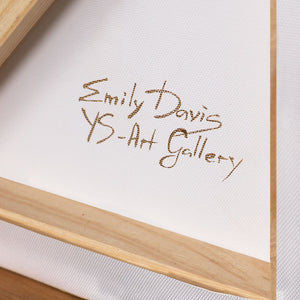 Cuadros enmarcados pintados a mano – Decoración de pared moderna en beige «Dueto de Semicírculos»