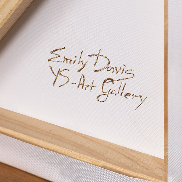 Cuadros enmarcados pintados a mano – Decoración de pared moderna en beige «Dueto de Semicírculos»