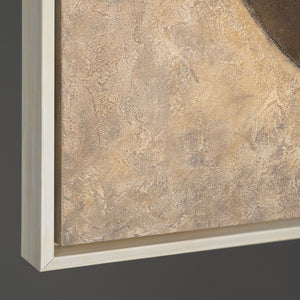 Cuadros enmarcados pintados a mano – Decoración de pared moderna en beige «Dueto de Semicírculos»