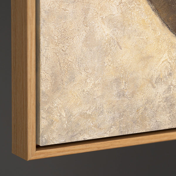 Pintura con textura beige y negro – Arte abstracto en lienzo “Dueto de semicírculos”