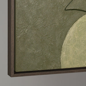 Mural moderno en acrílico pintado a mano en verde y beige “El Susurro de los Valles”