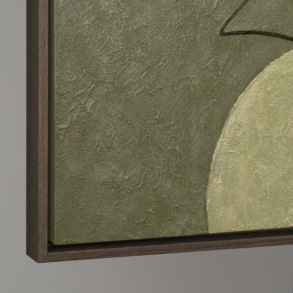 Mural moderno en acrílico pintado a mano en verde y beige “El Susurro de los Valles”