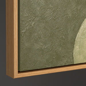 Mural moderno en acrílico pintado a mano en verde y beige “El Susurro de los Valles”