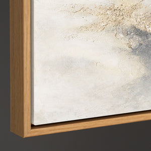 Abstraktes Gemälde Beige Grau – Struktur Leinwandbild mit Rahmen „Wolkenmelodie“
