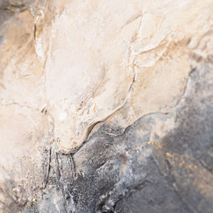 Cuadro acrílico moderno en gris y dorado con marco – Arte mural abstracto «Sky Glow»