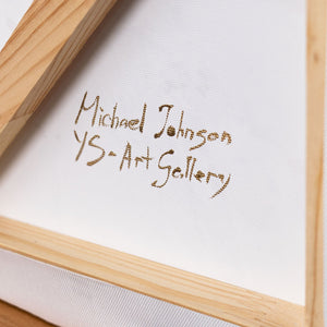 Cuadro acrílico moderno en gris y dorado con marco – Arte mural abstracto «Sky Glow»