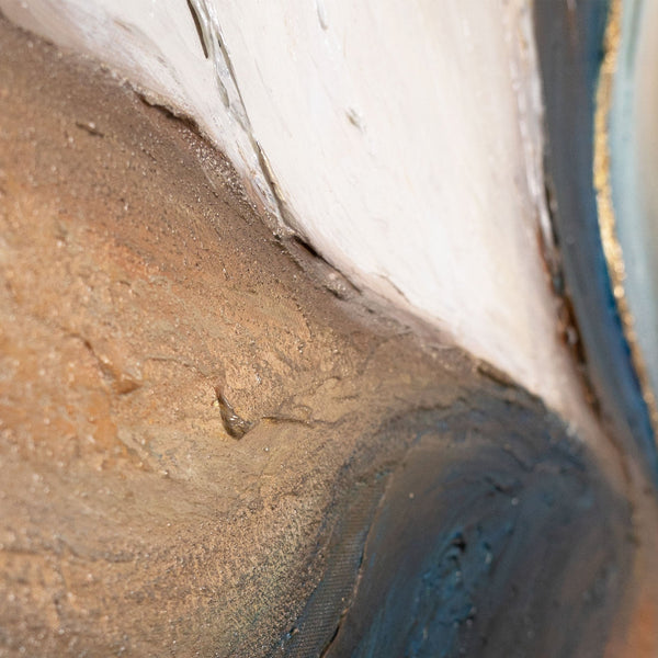 Cuadro moderno en tonos naturales – Cuadro pintado a mano con marco “Pasaje del Tiempo”