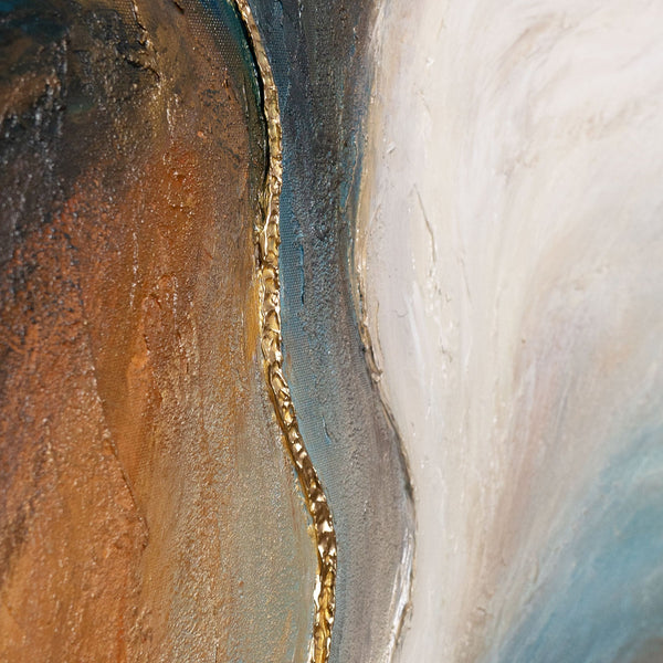 Cuadro moderno en tonos naturales – Cuadro pintado a mano con marco “Pasaje del Tiempo”