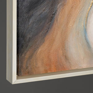 Cuadro moderno en tonos naturales – Cuadro pintado a mano con marco “Pasaje del Tiempo”