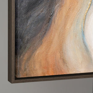 Cuadro moderno en tonos naturales – Cuadro pintado a mano con marco “Pasaje del Tiempo”