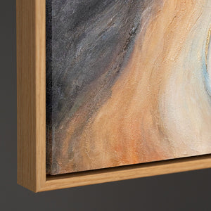 Cuadro moderno en tonos naturales – Cuadro pintado a mano con marco “Pasaje del Tiempo”