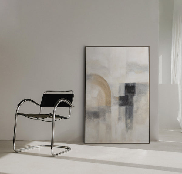 Cuadro pintado a mano «Luz Fantasmal» – Pintura moderna texturizada con marco