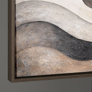 Acrylbild mit Struktur – Elegante Abstrakte Kunst in Beige & Grau „Sandwellen“