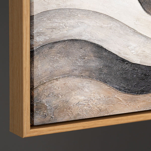 Acrylbild mit Struktur – Elegante Abstrakte Kunst in Beige & Grau „Sandwellen“
