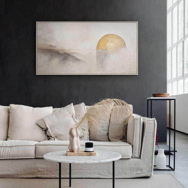 Cuadro acrílico pintado a mano sobre lienzo «Línea del horizonte» – Arte mural moderno para el salón