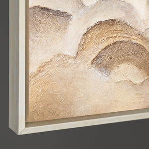 Cuadro moderno en tonos naturales – Arte mural enmarcado y pintado a mano «Capas del Horizonte»