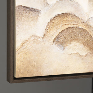 Cuadro moderno en tonos naturales – Arte mural enmarcado y pintado a mano «Capas del Horizonte»