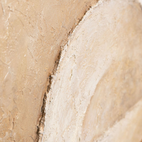 Cuadro acrílico abstracto pintado a mano en beige con marco – Arte mural moderno «Espacio de Formas»