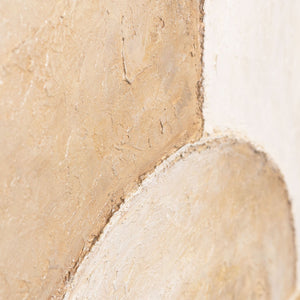 Cuadro acrílico abstracto pintado a mano en beige con marco – Arte mural moderno «Espacio de Formas»