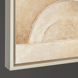 Cuadro acrílico abstracto pintado a mano en beige con marco – Arte mural moderno «Espacio de Formas»