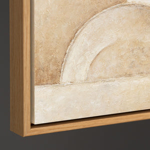 Cuadro acrílico abstracto pintado a mano en beige con marco – Arte mural moderno «Espacio de Formas»