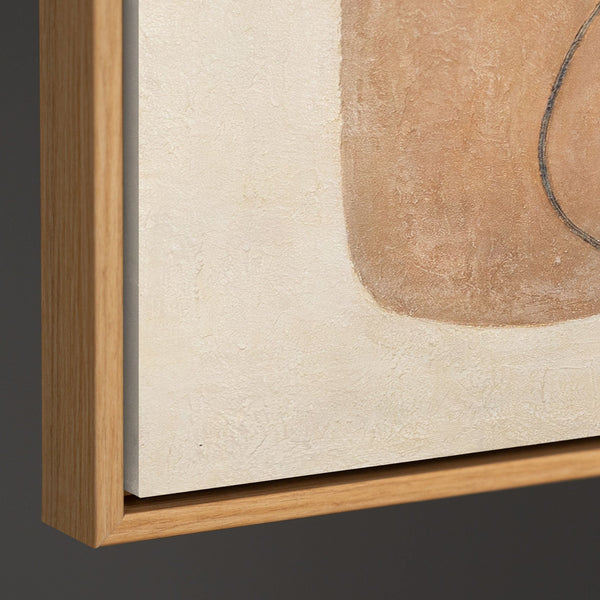 Cuadro moderno en beige y gris con marco – Arte abstracto «Equilibrio de contrastes»