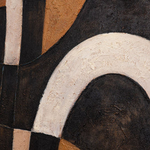 Pintura acrílica abstracta geométrica con marco – Arte mural pintado a mano «Armonía de curvas»