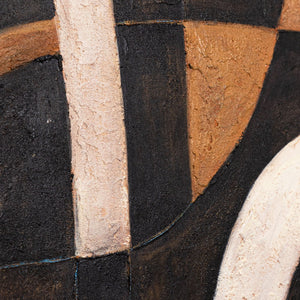 Pintura acrílica abstracta geométrica con marco – Arte mural pintado a mano «Armonía de curvas»