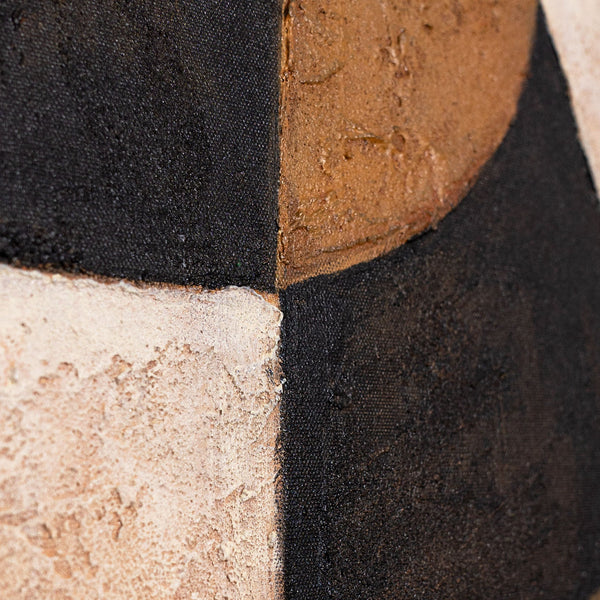 Pintura acrílica abstracta geométrica con marco – Arte mural pintado a mano «Armonía de curvas»