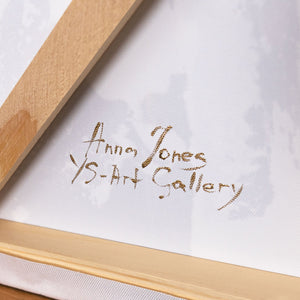 Pintura acrílica abstracta geométrica con marco – Arte mural pintado a mano «Armonía de curvas»