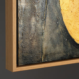 Pintura acrílica abstracta geométrica con marco – Arte mural pintado a mano «Armonía de curvas»