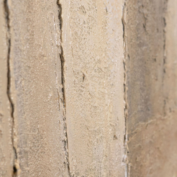 Pintura acrílica abstracta sobre lienzo en gris beige “Verticales del Tiempo”