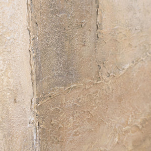 Pintura acrílica abstracta sobre lienzo en gris beige “Verticales del Tiempo”