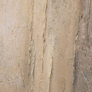 Pintura acrílica abstracta sobre lienzo en gris beige “Verticales del Tiempo”