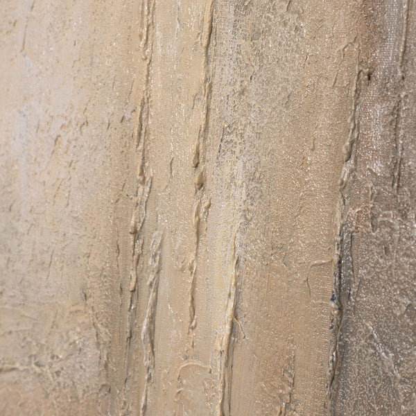 Pintura acrílica abstracta sobre lienzo en gris beige “Verticales del Tiempo”