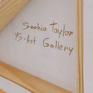 Pintura acrílica abstracta sobre lienzo en gris beige “Verticales del Tiempo”