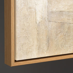 Pintura acrílica abstracta sobre lienzo en gris beige “Verticales del Tiempo”