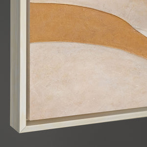 Cuadro acrílico abstracto en tonos cálidos y naturales - Cuadro moderno enmarcado "Flujo de calor"