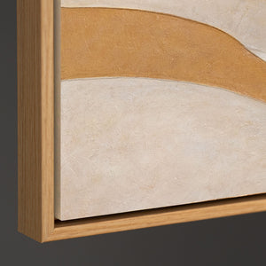 Rückseite eines abstrakten Leinwandbildes mit Künstlerbeschriftung und Holzrahmen